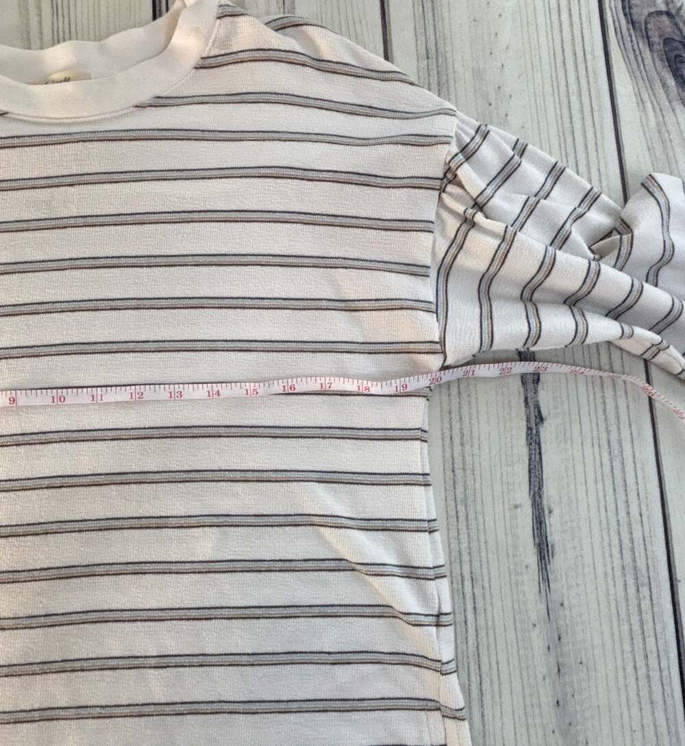 Madewell Striped Puff Drop-Shoulder Balloon-Sleeve Top Size S Cotton Blend - Picture 3 of 8